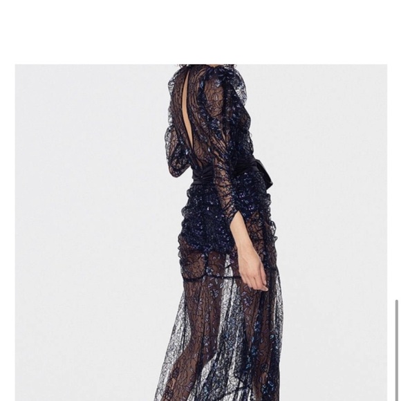 For Love And Lemons Black and Blue Sheer sequin Lace Dress